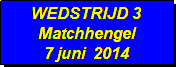 Tekstvak: WEDSTRIJD 3
Matchhengel
7 juni  2014