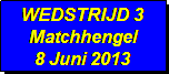 Tekstvak: WEDSTRIJD 3
Matchhengel
8 Juni 2013